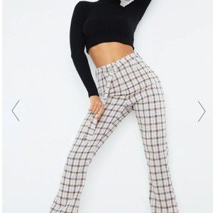 prettylittlething stone checked pants